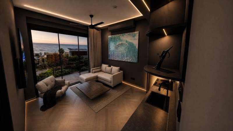 KOOLARK HOMES Black Luxury Edition concept with black finishes, ambient lighting and an ocean outlook
