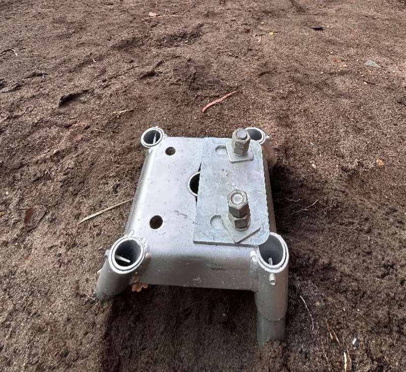 KOOLARK HOMES galvanised footing bracket positioned in prepared ground