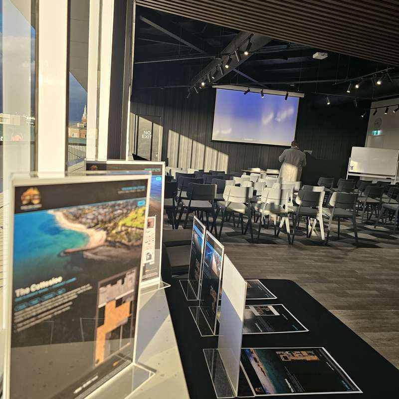 KOOLARK HOMES housing-solutions display material at a Homebase function room event