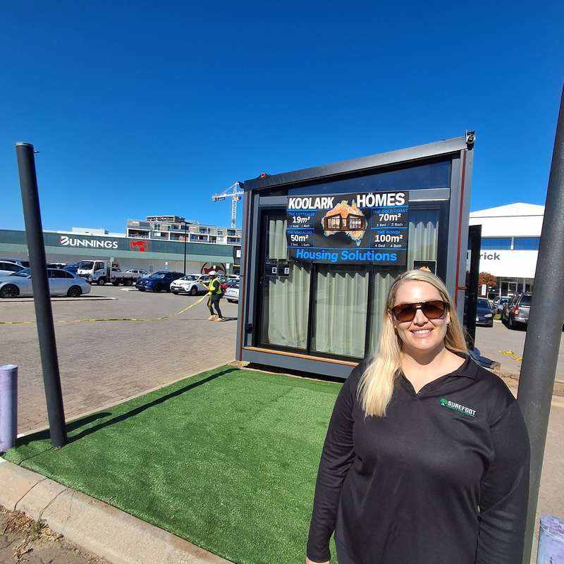 KOOLARK HOMES modular display module and crane activity at Homebase in Perth