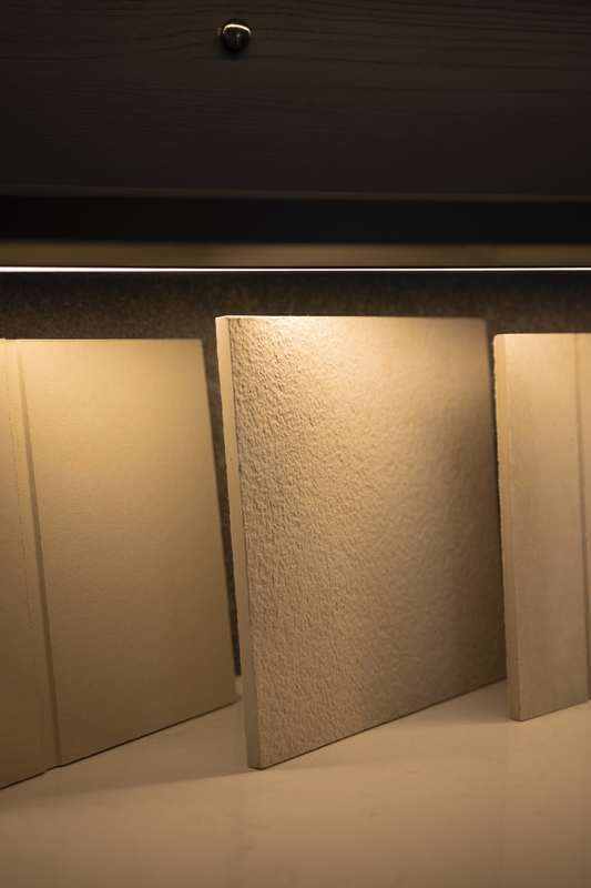 Light timber material samples for a KOOLARK HOMES modular home