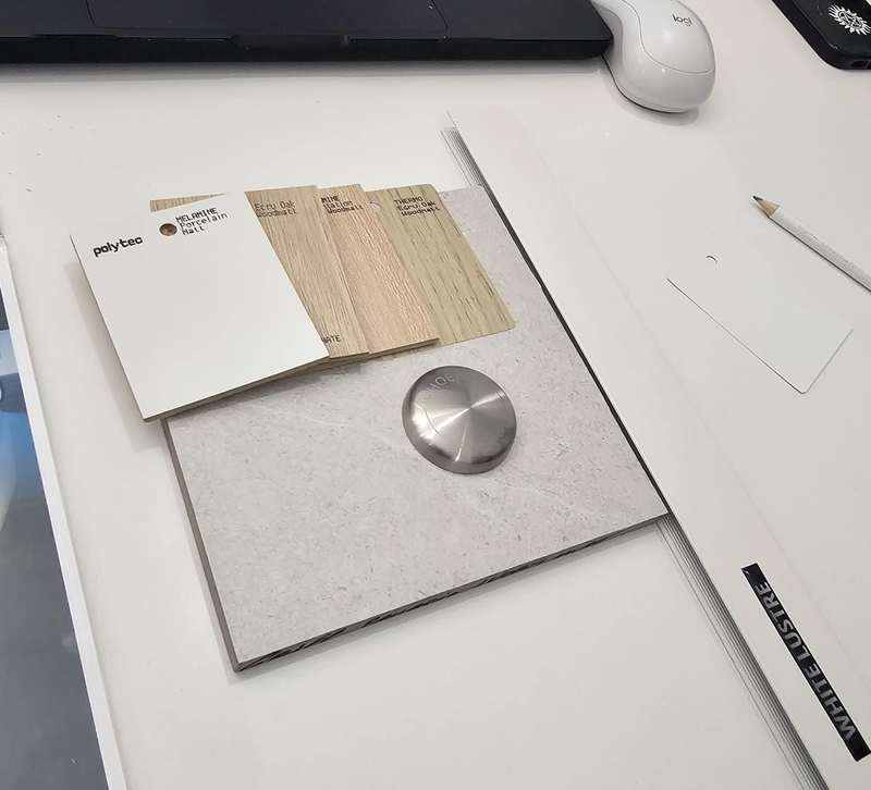 Material samples board for KOOLARK HOMES modular home finish selection